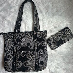 Vera Bradley Black and White Patterned Tote and Wallet
